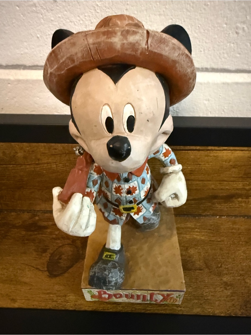 Jim Shore Cream, Brown, Blue and Rust Western Mickey Figurine